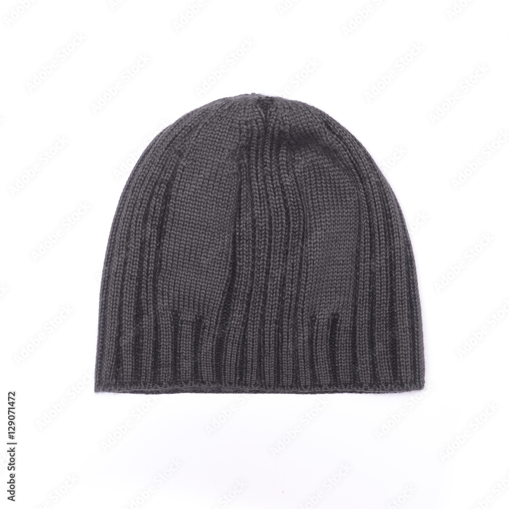 black knitted men's hat isolated on white black knitted men's hat isolated on white