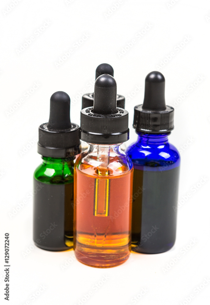Flavored vape juice isolated on white background