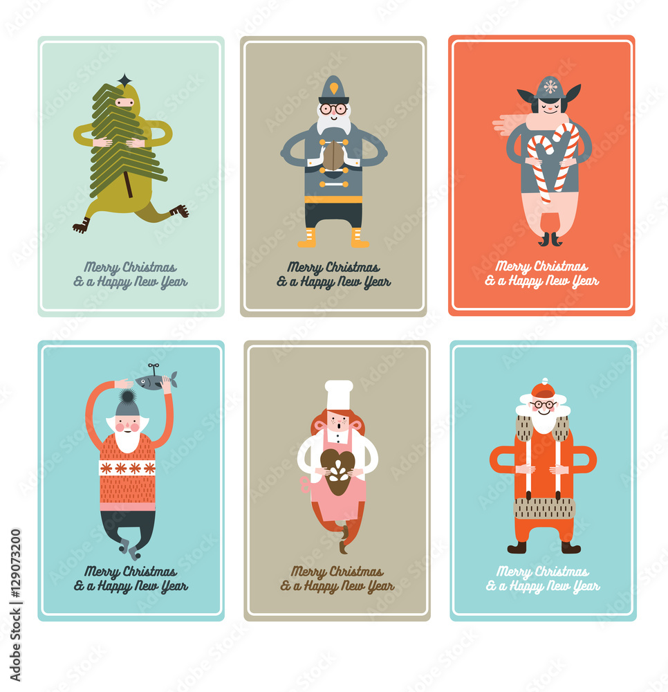 Fototapeta premium Christmas cards x-mas Santa Claus