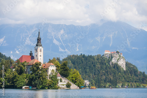 Bled castle and church in Slovenia