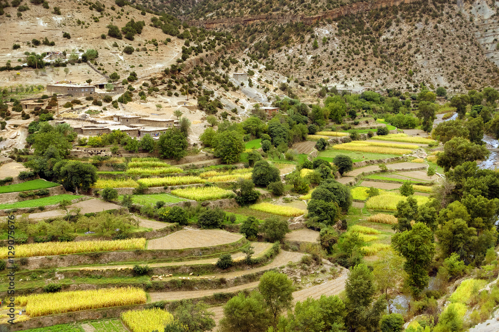 Moroccan village in Atlas Mountains, Africa