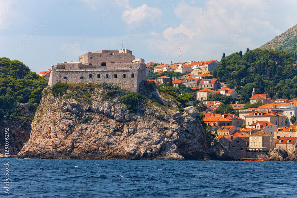 The Walls of Dubrovnik, defensive stone walls surrounded Old Town Dubrownik, Croatia.