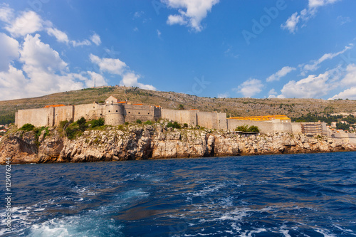 The Walls of Dubrovnik, defensive stone walls surrounded Old Town Dubrownik, Croatia.