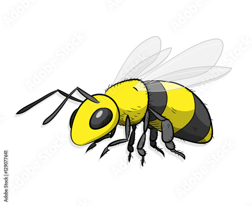Bee Hornet Wasp Insect. A hand drawn vector cartoon illustration of a yellow bumblebee.