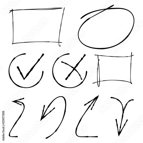 marker elements, highlighter, circle, rectangle, arrow