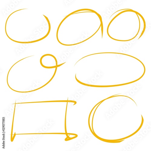 yellow hand drawn circle and rectangle highlighters