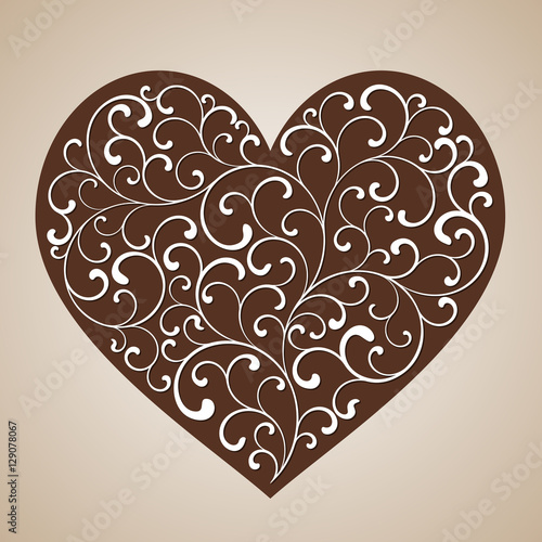Gingerbread heart with white tracery - curls