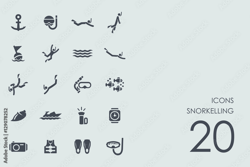 Set of snorkelling icons Set of snorkelling icons