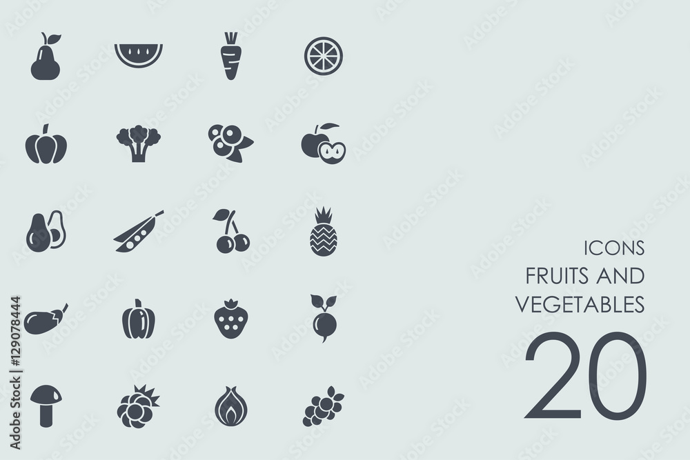 Set of fruits and vegetables icons
