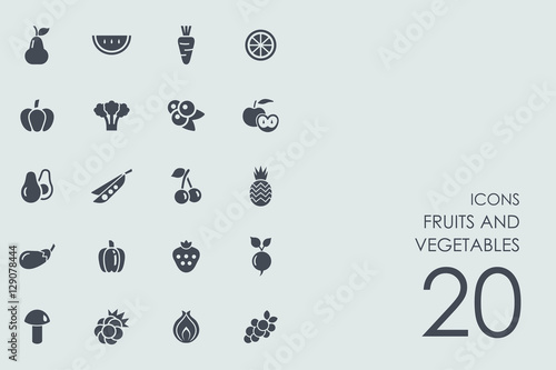 Set of fruits and vegetables icons