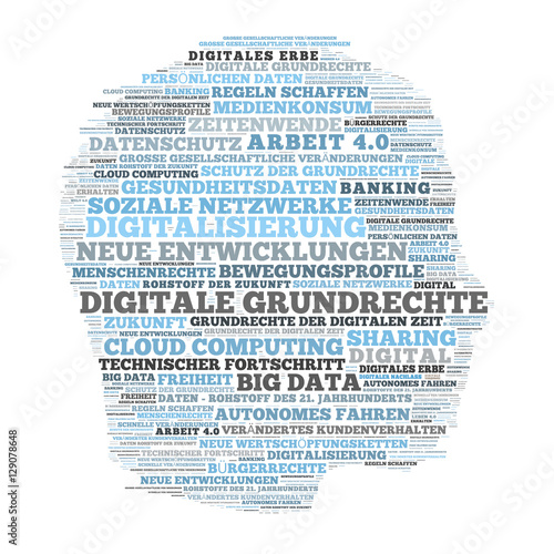 ct34 CloudText - big data head word cloud - english: digitization / digital civil rights - german: Digitalisierung / Digitale Grundrechte - g4794 photo
