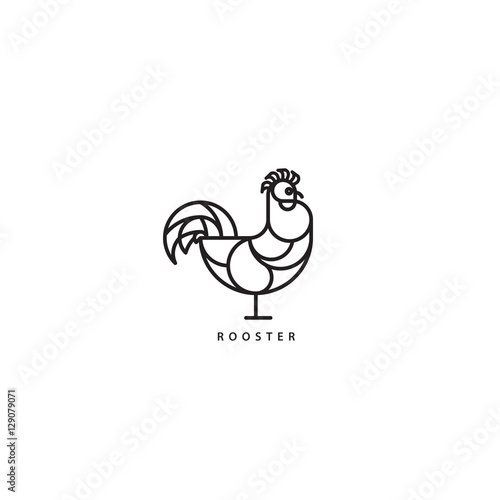 Rooster icon. Flat line geometrical illustration of a cock for Year of the Rooster designs.