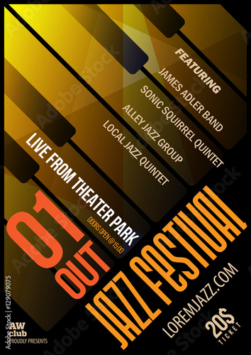 Wallpaper Mural Music poster template. Vector flyer background with keyboard illustration. A4 size. Torontodigital.ca