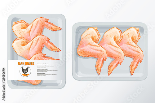 chicken wings polystyrene packaging vector