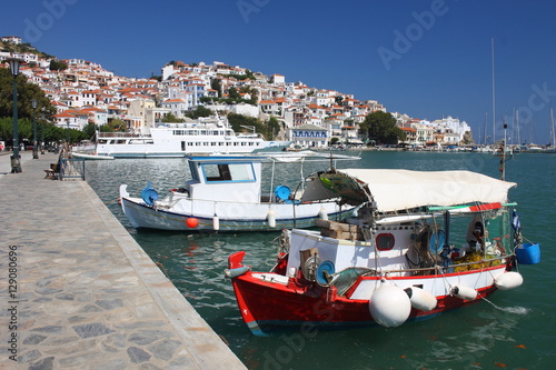 Bild auf Leinwand Skopelos town, Skopelos island, Sporades island, Greek island, Thessaly, Aegean