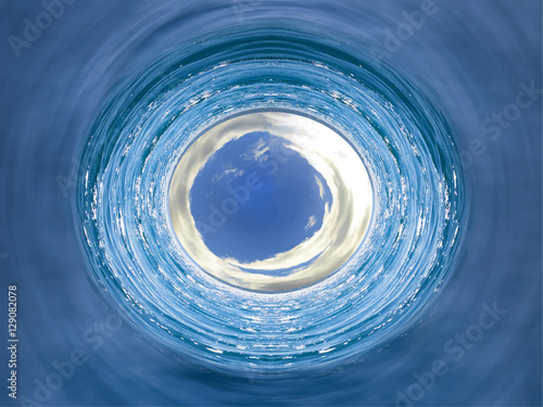 Ocean blue tornado with spiral sky