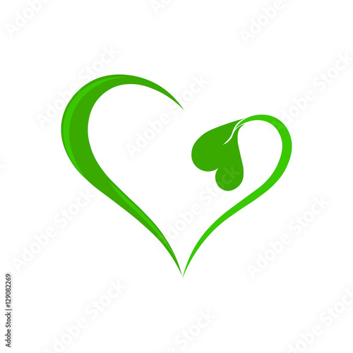 Green heart and nature logo   vector illustration