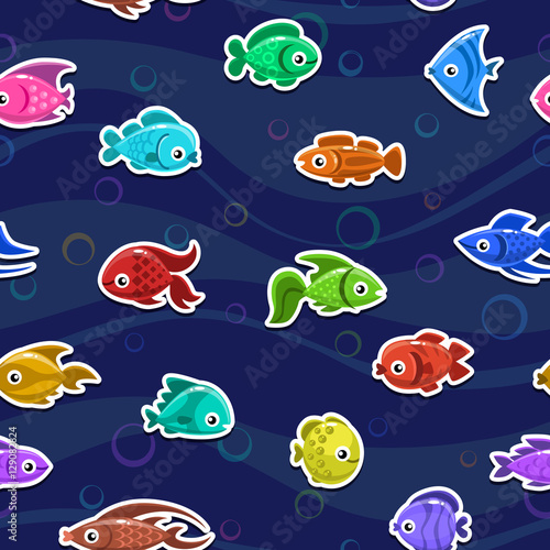 Seamless pattern with cute colorful fishes © lilu330