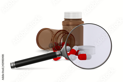 Magnifier and medecine on w...