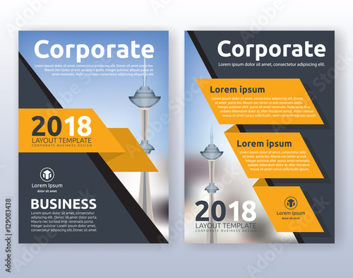 Multipurpose corporate business flyer layout design. Suitable for flyer, brochure, book cover and annual report. Yellow and black color scheme in A4 size layout template background with bleeds.