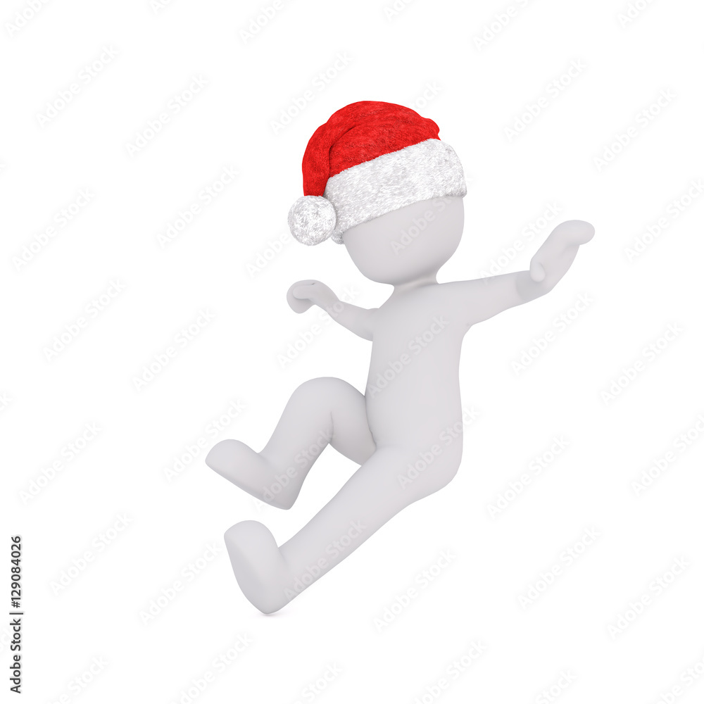 Little playful 3d man leaping in the air
