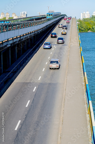 Metro bridge. Car in the bridge. Kiev. Ukraine.