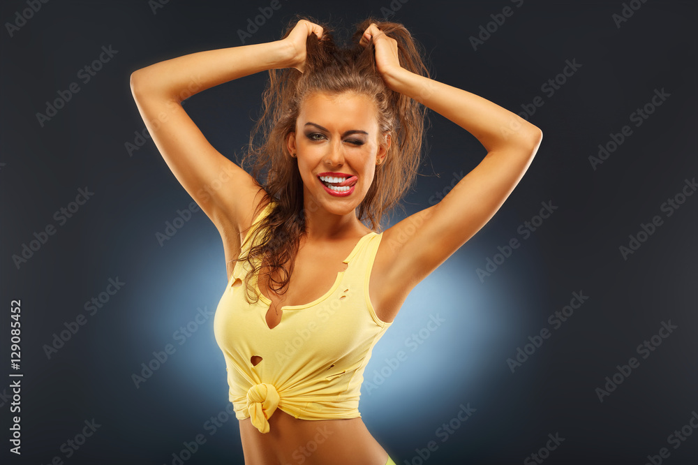 Sensual woman cheering to the camera Sensual woman cheering to the camera