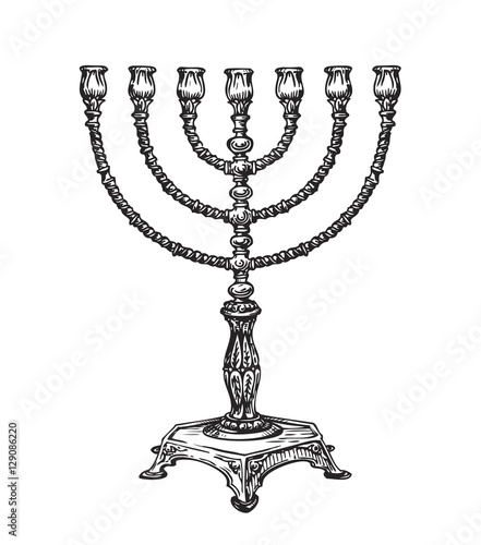 Menorah for Hanukkah. Sketch vector illustration