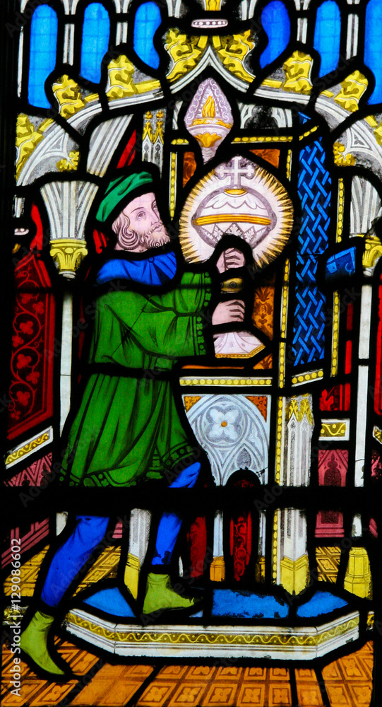 Stained Glass - Man carrying a Monstrance