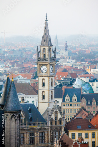 Tower of the Old Post Building in Ghent, Flanders, Belgium