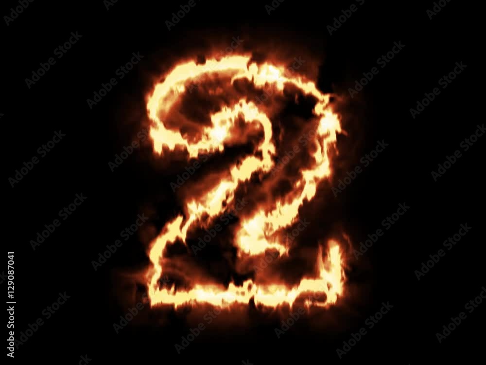 2 - two hot burning number on black background 2 - two hot burning number on black background