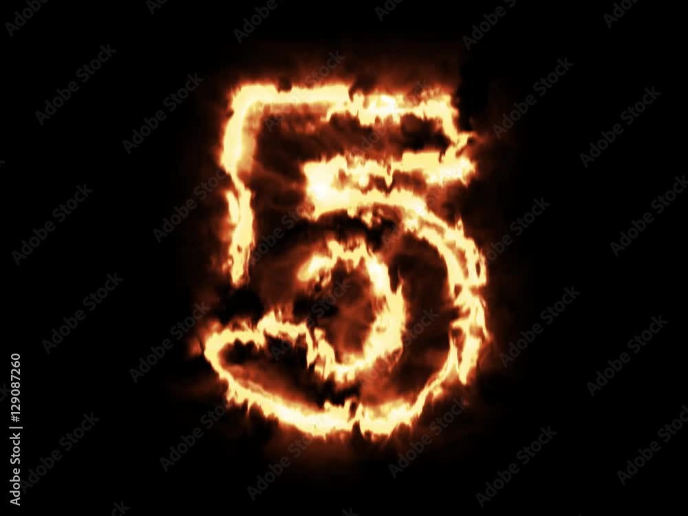 5 - five hot burning number on black background 5 - five hot burning number on black background
