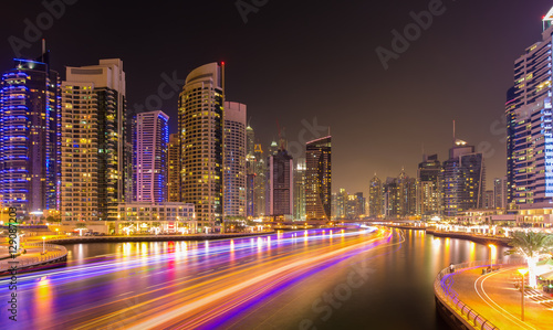 Colorful evening in Dubai Marina Dubai United Arab Emirates