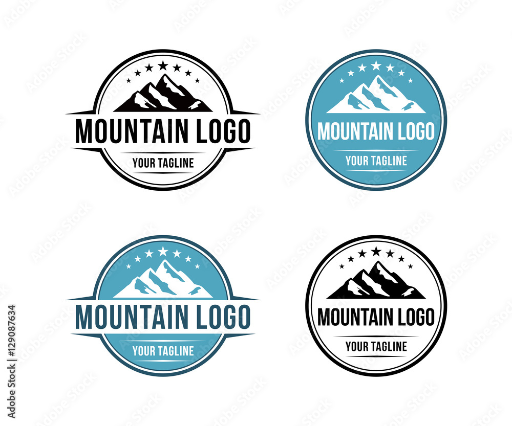 Obraz premium Star Mountain Vintage Circle Logo Design