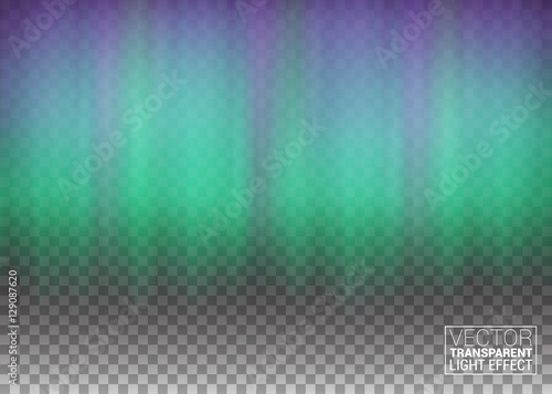 Aurora Beautiful Natural Effect for Design Projects. Decoration Element Magic Fabulous Realistic Colored Northern or polar lights on transparent background. Vector Illustration