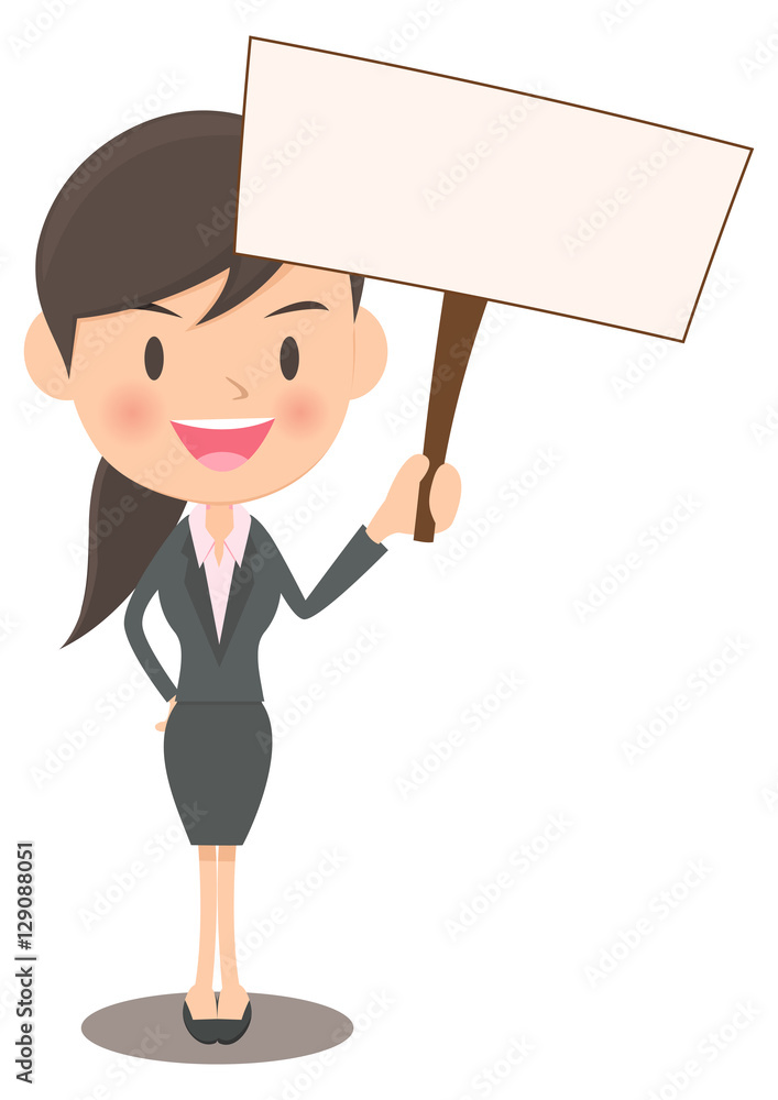 プラカードを持つ女性会社員