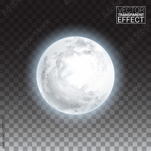 Fototapeta Realistic detailed full big moon isolated on transparent background