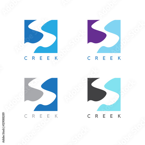 abstract creek or path labels set vector illustration