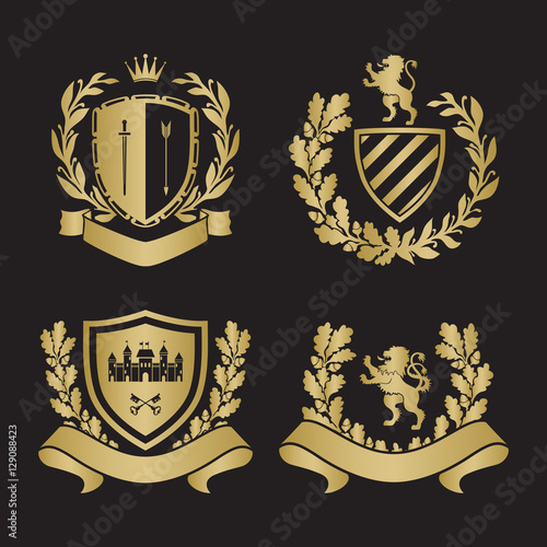 Coat of arms set. Based on and inspired by old heraldry
