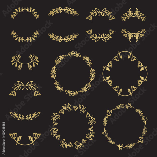 Gold floral elements - wreaths, dividers and frames