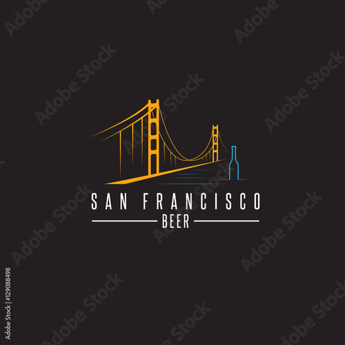 san francisco golden gate bridge with beer bottles vector design