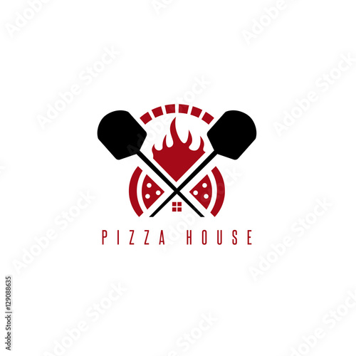 pizza house vector concept with oven and peels