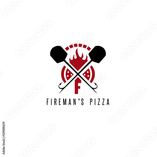 fireman's pizza vector concept with oven and peels