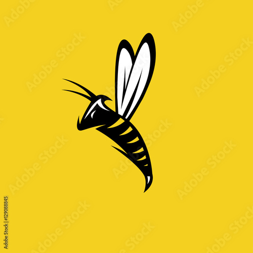agressive bee or wasp mascot vector design template