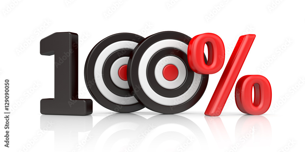 Targets form the number 100 percent. Accurate shot metaphors. 3d Targets form the number 100 percent. Accurate shot metaphors. 3d