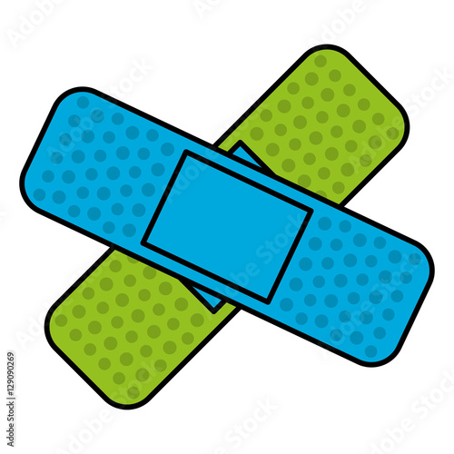 adhesive bandages crossed over white background. colorful design. vector illustration