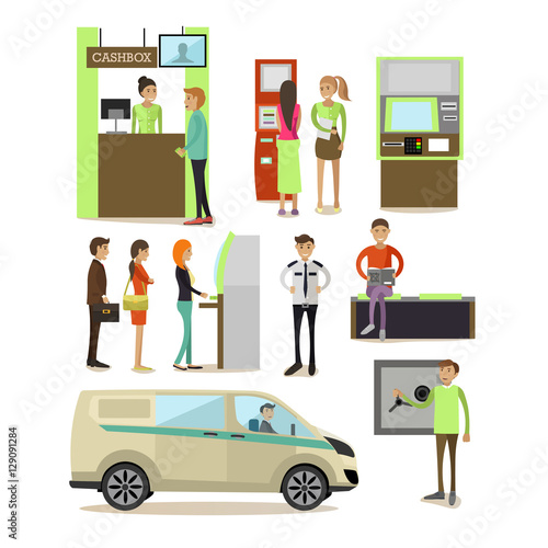 Vector set of banking concept design elements in flat style