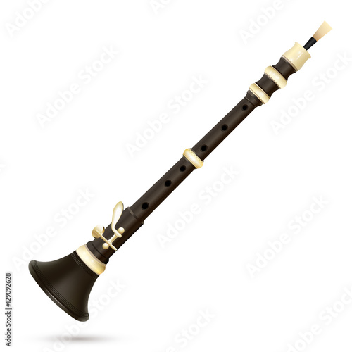 Vector bombarde isolated on white - Breton musical wind instrument photo