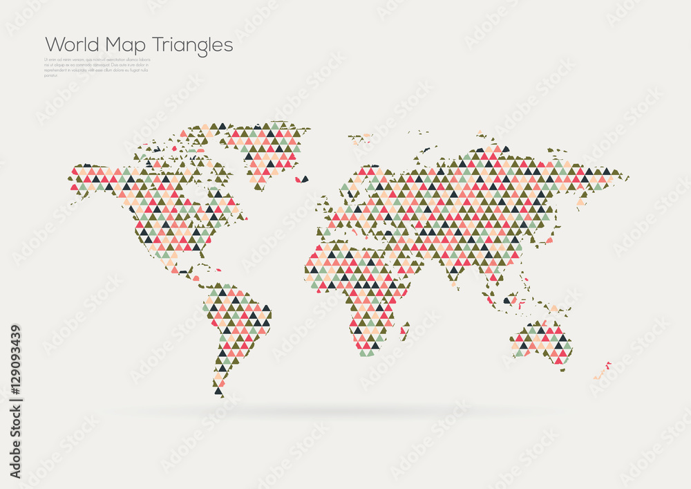 Triangle Continent Vetor de Vector world map design. Triangle pattern continents do Stock ...