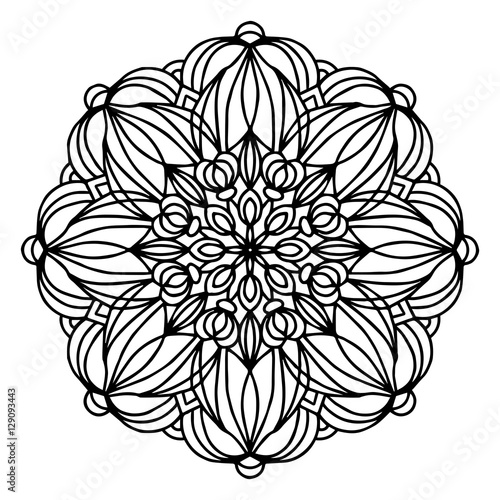 Hand drawing doodling mandala coloring page isolated